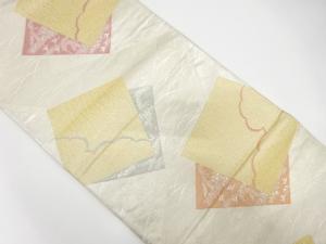 アンティーク　重ね色紙に雲・露芝模様織り出し袋帯（材料）